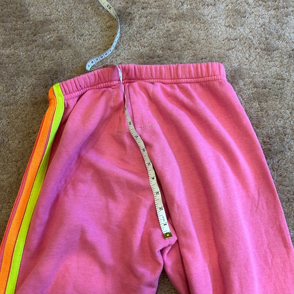 Aviator Nation Hot Pink Neon 5 Stripe Smiley Set Crewneck Sweatshirt Sweatpants - Picture 13 of 14